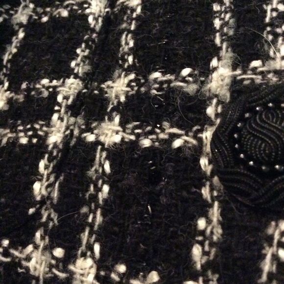 Cute Black & White Wool Blend Plaid Jacket Size 4 - Picture 12 of 16